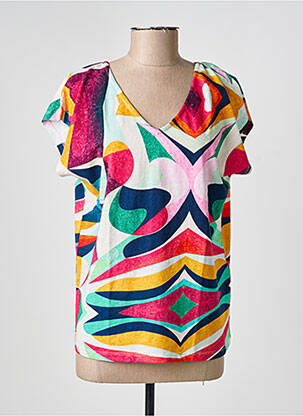 T-shirt col v manches courtes rouge LA FIANCÉE femme