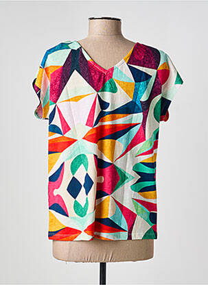 T-shirt col v manches courtes rouge LA FIANCÉE femme