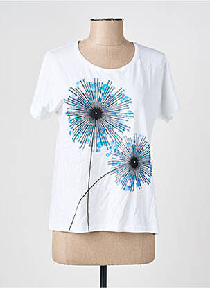 T-shirt sérigraphie avec strass manches courtes blanc GRIFFON femme