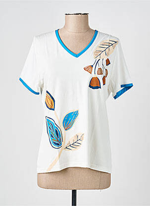 T-shirt col v manches courtes bleu GUY DUBOUIS femme