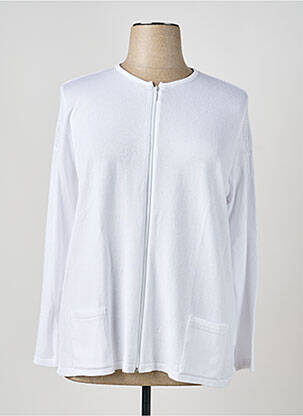 Gilet manches longues col rond blanc I.ODENA femme