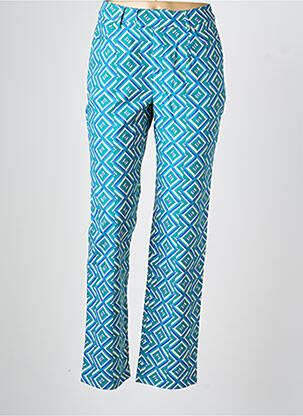 Pantalon droit fermeture zippée sous rabat avec crochet taille normale bleu LA FIANCÉE femme