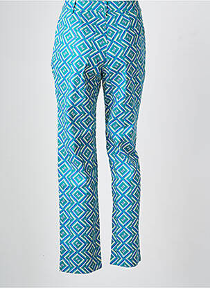 Pantalon droit fermeture zippée sous rabat avec crochet taille normale bleu LA FIANCÉE femme