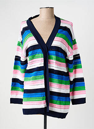 Gilet manches longues col v bleu SCORZZO femme