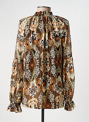 Blouse imprimé fantaisie manches longues marron YEST femme