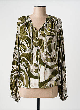 Blouse imprimé fantaisie manches longues vert YEST femme