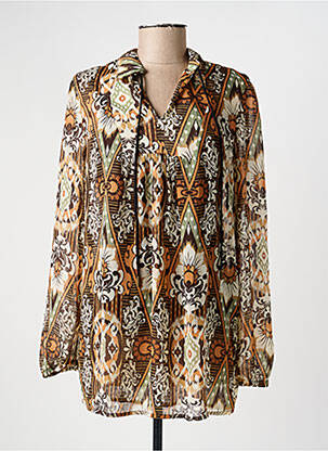 Blouse imprimé fantaisie manches longues marron YEST femme