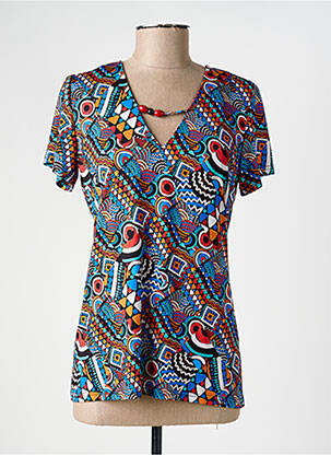 Top imprimé fantaisie manches courtes bleu ARONA femme