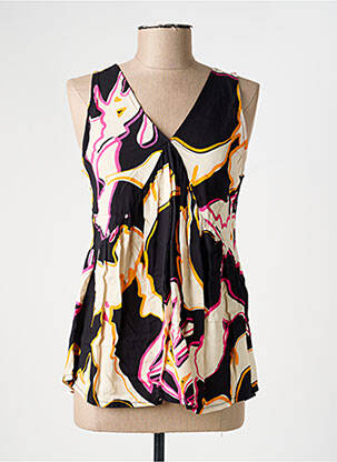 Top col v sans manche noir SCORZZO femme