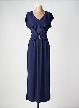 Robe mi-longue manches courtes manches courtes bleu ARONA femme