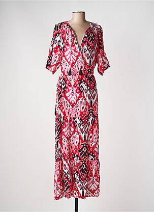 Robe longue imprimé fantaisie manches courtes rouge YEST femme