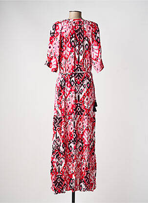Robe longue imprimé fantaisie manches courtes rouge YEST femme