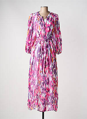 Robe longue tissage crêpe manches 3/4 violet YEST femme