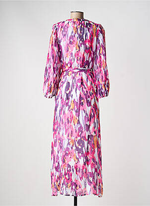 Robe longue tissage crêpe manches 3/4 violet YEST femme