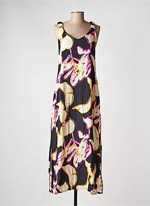 Robe longue imprimé fleurs fines bretelles noir SCORZZO femme