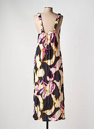 Robe longue imprimé fleurs fines bretelles noir SCORZZO femme
