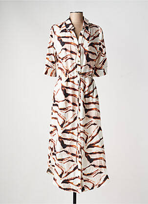 Robe longue manches courtes manches courtes beige YEST femme
