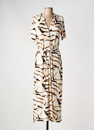 Robe longue manches courtes manches courtes beige YEST femme