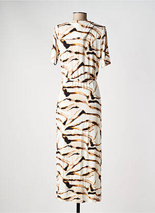 Robe longue manches courtes manches courtes beige YEST femme
