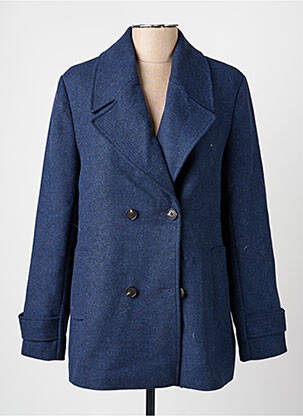 Manteau long coupe droite sans capuche bleu C'EST BEAU LA VIE femme