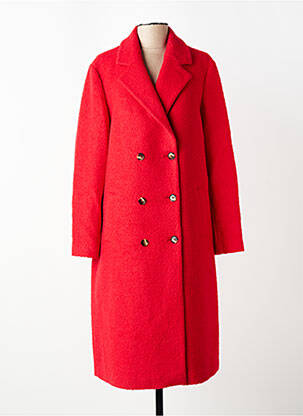 Manteau long coupe cintrée sans capuche rouge C'EST BEAU LA VIE femme