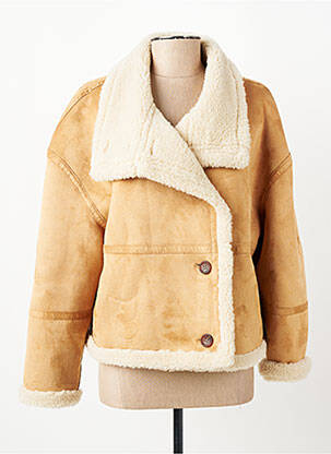 Manteau court coupe droite sans capuche beige C'EST BEAU LA VIE femme
