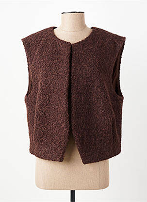 Gilet sans manche coupe droite marron C'EST BEAU LA VIE femme
