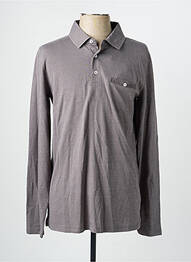 Polo tissage chiné manches longues gris CAMBRIDGE homme