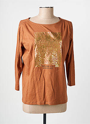 T-shirt manches 3/4 manches 3/4 marron JULIE GUERLANDE femme
