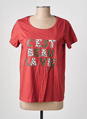 T-shirt sérigraphie floquée manches courtes rouge C'EST BEAU LA VIE femme
