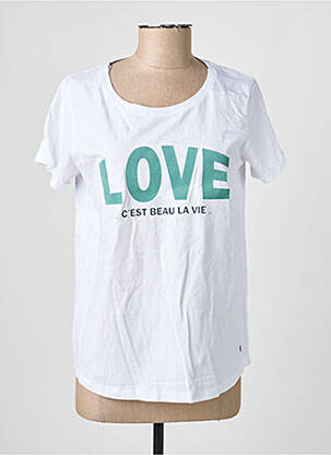 T-shirt sérigraphie floquée manches courtes blanc C'EST BEAU LA VIE femme