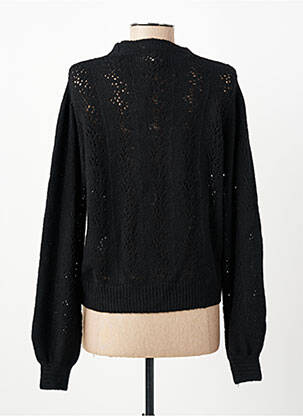 Gilet manches longues maille ajourée noir JULIE GUERLANDE femme