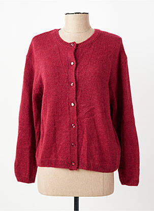 Gilet manches longues col rond rouge C'EST BEAU LA VIE femme