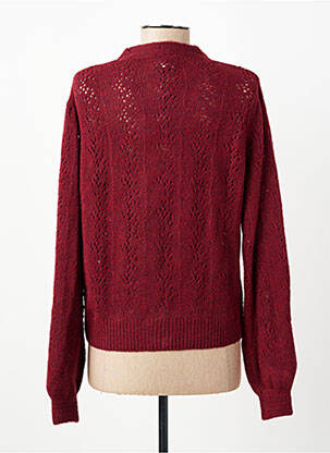 Gilet manches longues maille ajourée rouge JULIE GUERLANDE femme