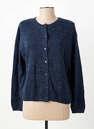 Gilet manches longues fermeture boutonnée sur le devant bleu C'EST BEAU LA VIE femme