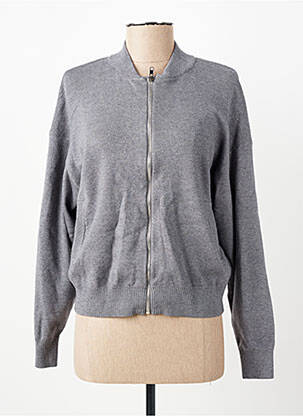 Gilet manches longues col rond gris C'EST BEAU LA VIE femme
