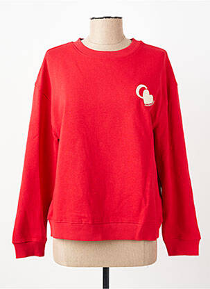Sweat-shirt broderie manches longues rouge C'EST BEAU LA VIE femme