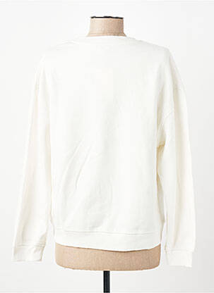 Sweat-shirt sérigraphie floquée manches longues blanc C'EST BEAU LA VIE femme