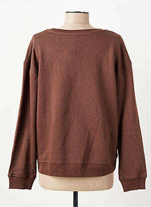 Sweat-shirt sérigraphie floquée manches longues marron C'EST BEAU LA VIE femme