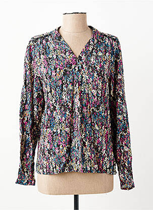 Blouse imprimé fantaisie manches longues noir JULIE GUERLANDE femme