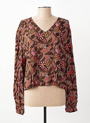 Blouse tissage popeline manches longues orange C'EST BEAU LA VIE femme