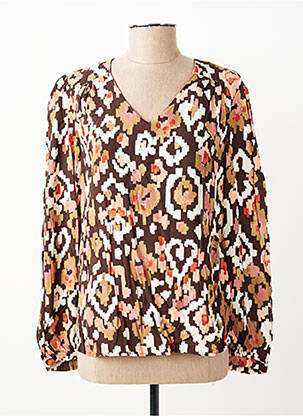 Blouse manches longues manches longues marron C'EST BEAU LA VIE femme