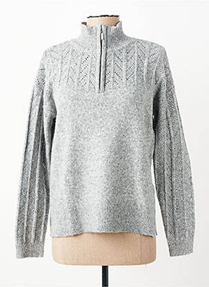 Pull tissage chiné manches longues gris C'EST BEAU LA VIE femme