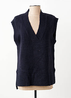 Pull coupe droite sans manche bleu C'EST BEAU LA VIE femme