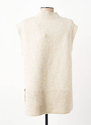 Pull tissage chiné sans manche beige C'EST BEAU LA VIE femme