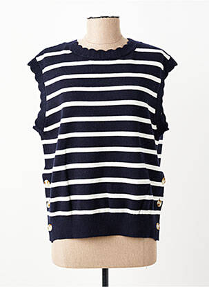 Pull resserrée sur le bas sans manche bleu C'EST BEAU LA VIE femme