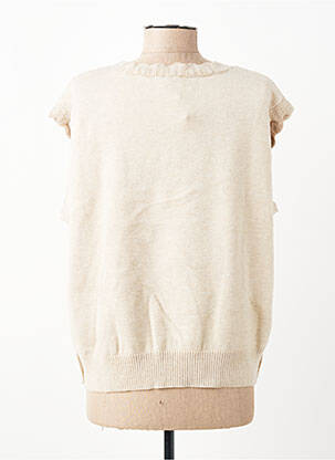 Pull tissage chiné sans manche beige C'EST BEAU LA VIE femme
