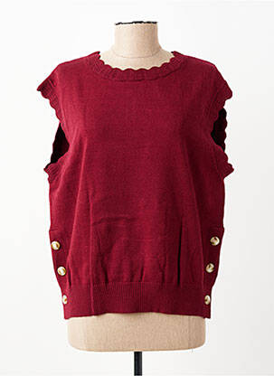 Pull stretch sans manche rouge C'EST BEAU LA VIE femme
