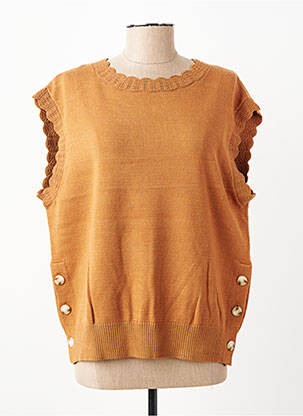 Pull stretch sans manche jaune C'EST BEAU LA VIE femme