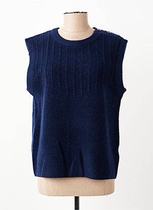 Pull stretch sans manche bleu C'EST BEAU LA VIE femme